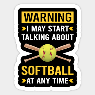 Warning Softball Sticker